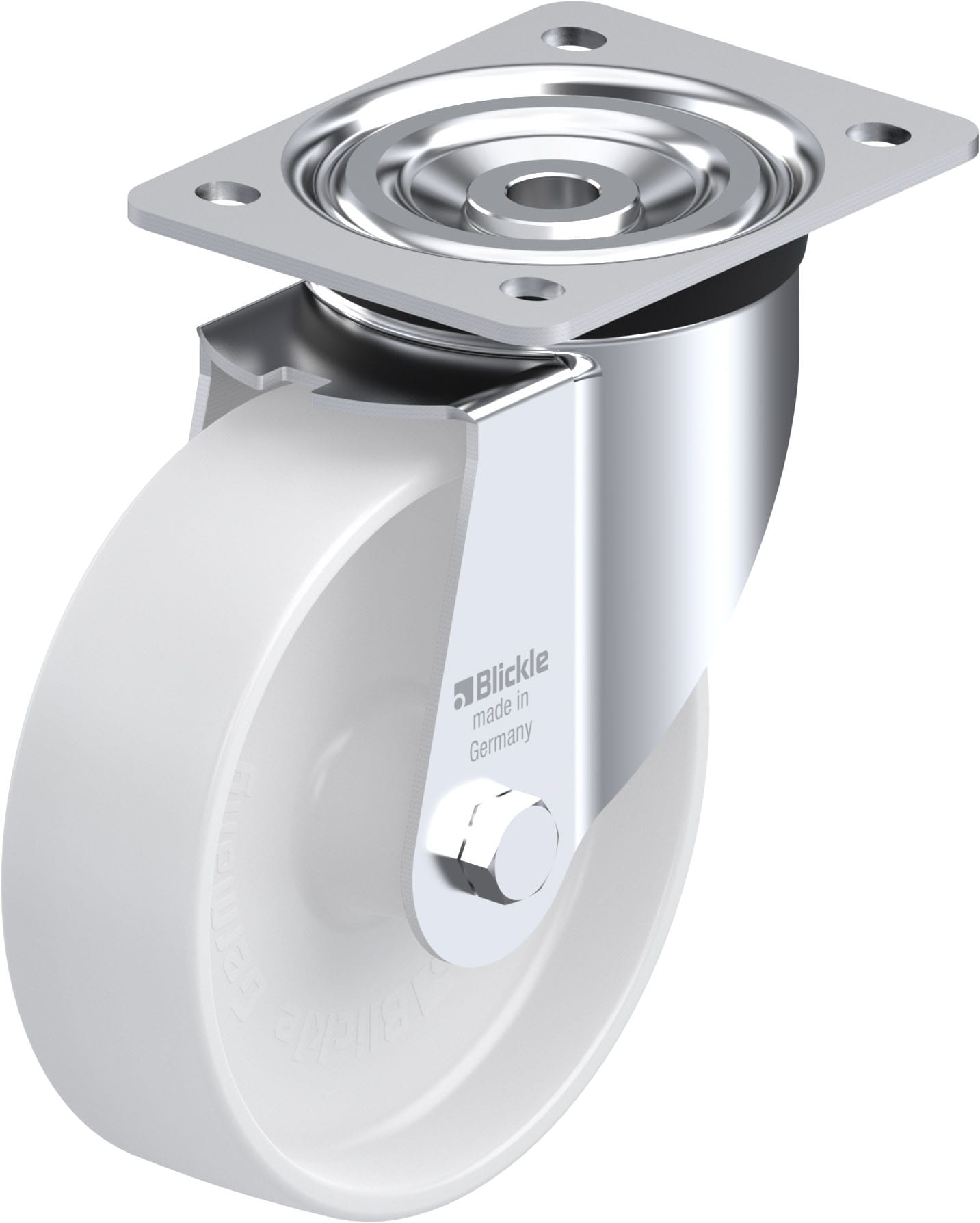 Roulette pivotante polyamide avec platine à visser