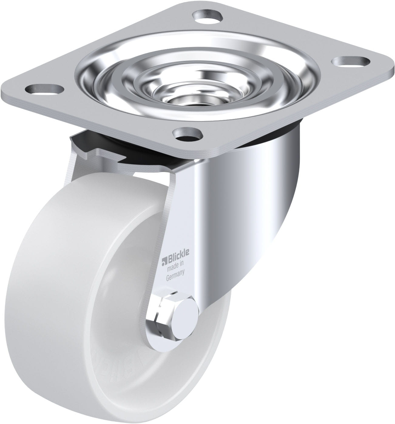 Roulette pivotante polyamide avec platine à visser