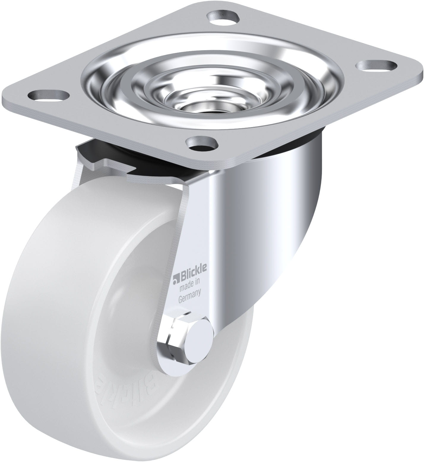 Roulette pivotante polyamide avec platine à visser