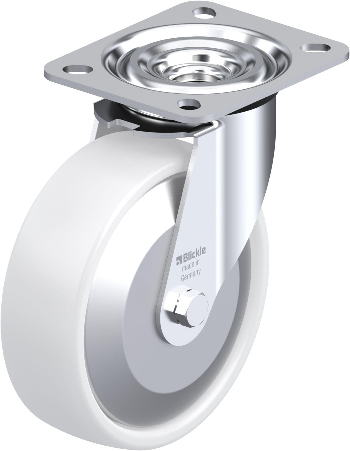 Roulette pivotante polypropylène avec platine à visser