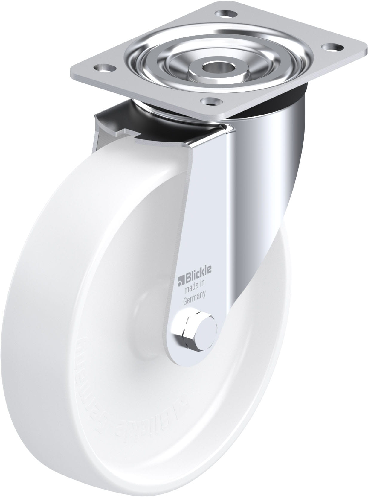 Roulette pivotante polypropylène avec platine à visser
