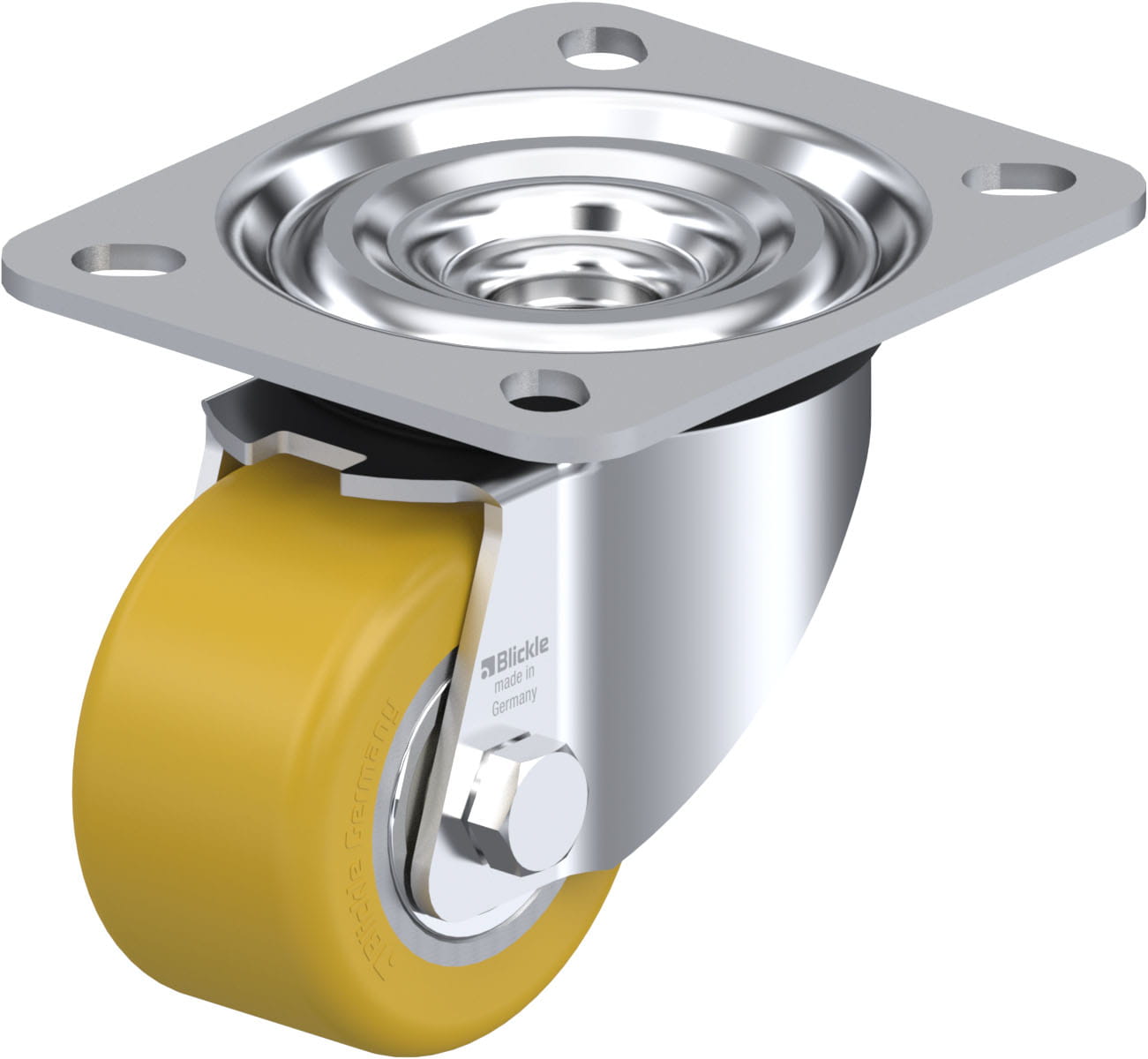 Roulette pivotante polyuréthane Extrathane® avec platine à visser