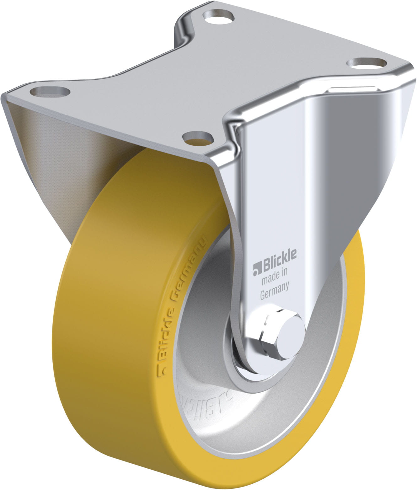 Roulette fixe bandage polyuréthane Extrathane® avec platine à visser