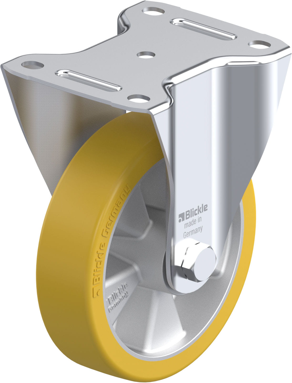 Roulette fixe bandage polyuréthane Extrathane® avec platine à visser