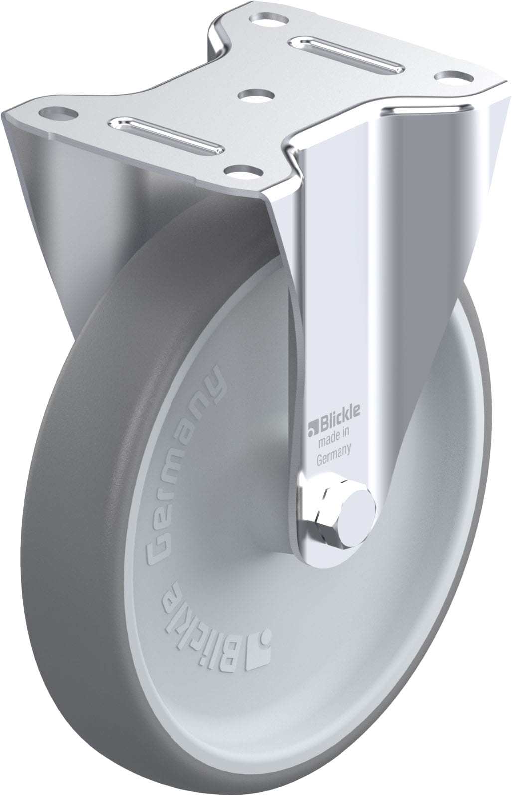 Roulette fixe caoutchouc thermoplastique avec platine à visser