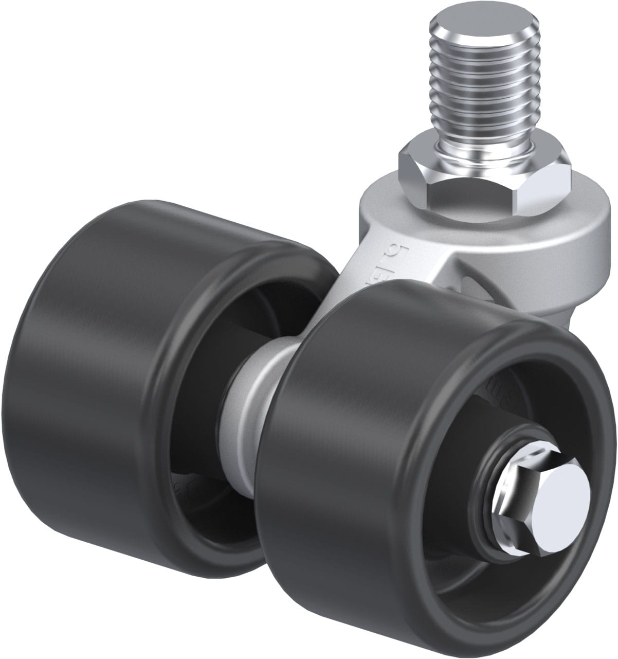 Roulette jumelée pivotante compacte polyamide