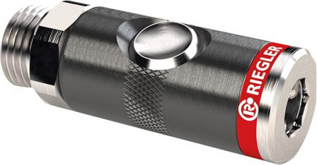 Raccord de sécurité avec bouton-poussoir rotatif DN 7,4mm filetage mâle F3/8