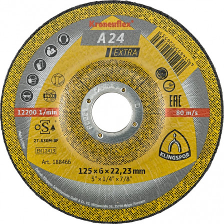 Meule d'ébarbage coudée A24 Extra 115x6mm 