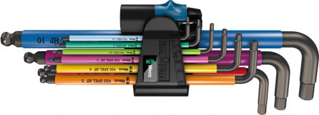 Jeu de clés mâles coudéesMulticolor avec porte-vi s 9 pièces 