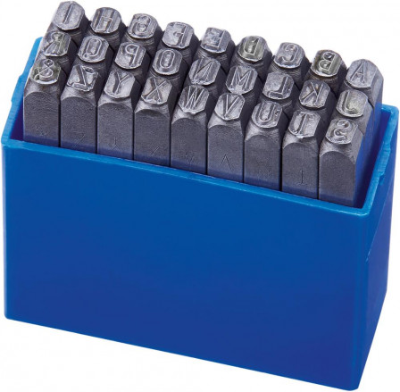 Jeu de lettres à frapper hauteur caractères 10mm 