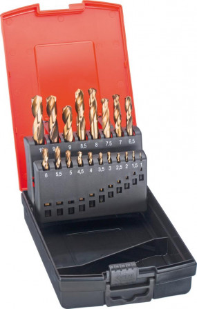 Jeu de forets extra-courts HSSE GoldOxid 19 piècespas de 0,5 1-10,0mm