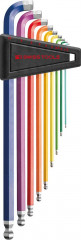 Jeu de clés mâles coudées ds support plast. 9 pcs 1,5-10 90-100deg. Rainbow  