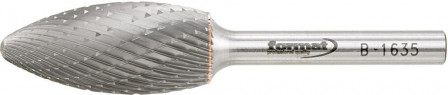 Fraise sur tige carbure forme flamme B 1635 C 6mm 16x35mm 