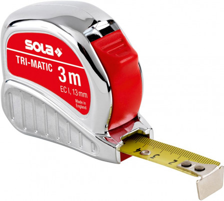 Mètre-ruban de poche boîtier chromé 10mx25mm Tri-Matic 