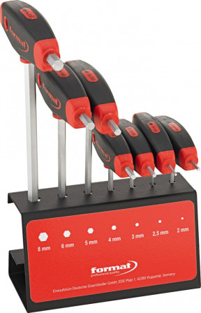 Jeu de tournevis à poignée en T avec prise de force latérale 7 pcs 2-8mm sur support 