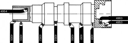 Burin tournant à crochet similaire à DIN4963 R et 20x250mm  