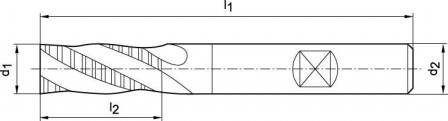 Fraise courte DIN844 HSSCo8 type NF D4 20mm  