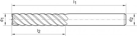 Fraise multidents extra-longue NU carbure monoblocFIRE D6 16mm 