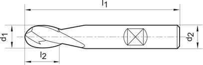 Fraise bout hémisphérique courte NU carbure monobloc TiALN queue HB D2 1,5mm  
