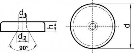 Aimant plat NdFeB avec alésage 40x8mm 