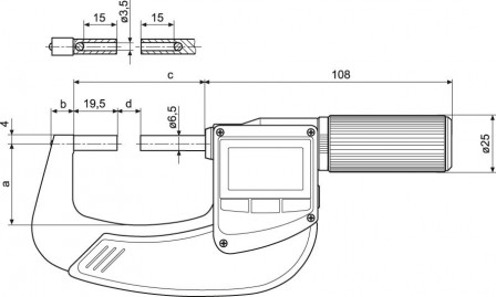Micromètre numérique filetage 40 EWRi-V 0-25mm  