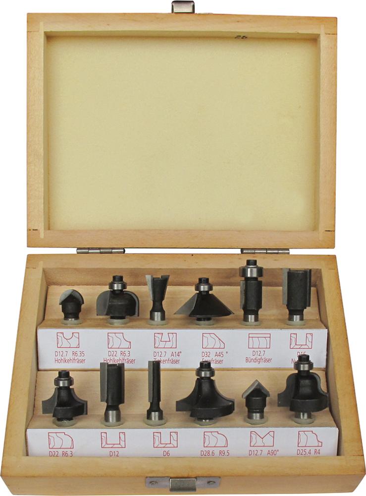 Jeu de fraises à bois 12pcs S8 dans coffret bois 