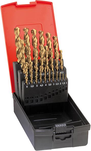 Jeu de forets hélicoïdauxDIN338 HSSE rectifié typ e FU TiN 1-10mm