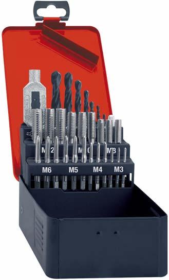 Jeu de tarauds à main DIN352 HSS + forets pour avant-trous M3-12 