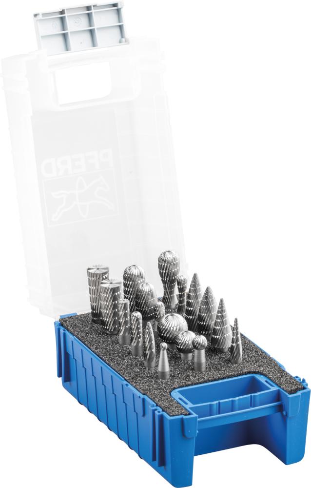 Jeu de fraises sur tige HSS 3 6mm 18 pièces 