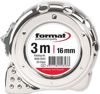 Mètre-ruban de poche chromé 3mx16mm 