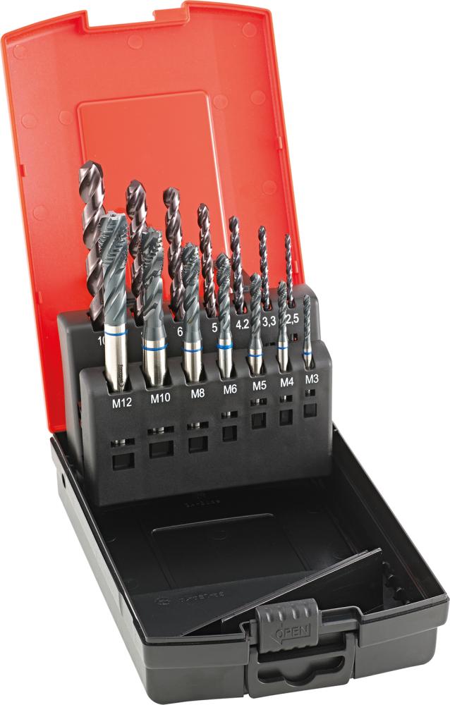 Jeu MGB trou de base M3-12 type INOX compr. foret avant-trou