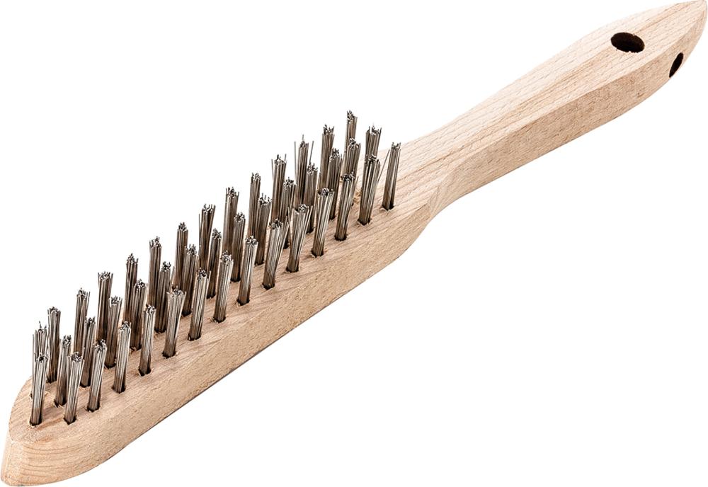Brosse man. métal. acier lisse 0,35mm 3 rangées