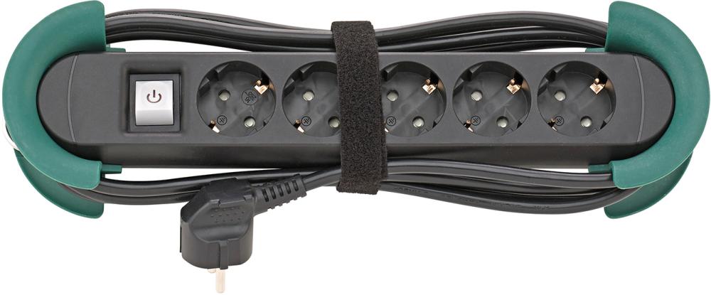 Rallonge multiprises H05VV-F3G1,5 3m 5 prises rétracteur et crochet