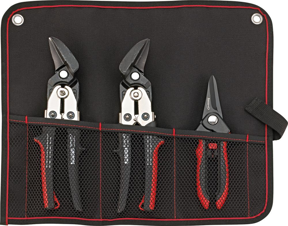 Jeu cisailles tôle 3 pcs ds sac roulet.