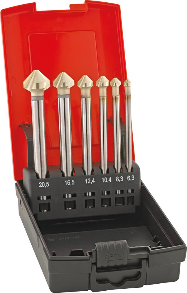 Jeu fraises coniques HSSEDIN335 6,3-20,5mm cyl. 9 0d. forme C in. DUO+ long