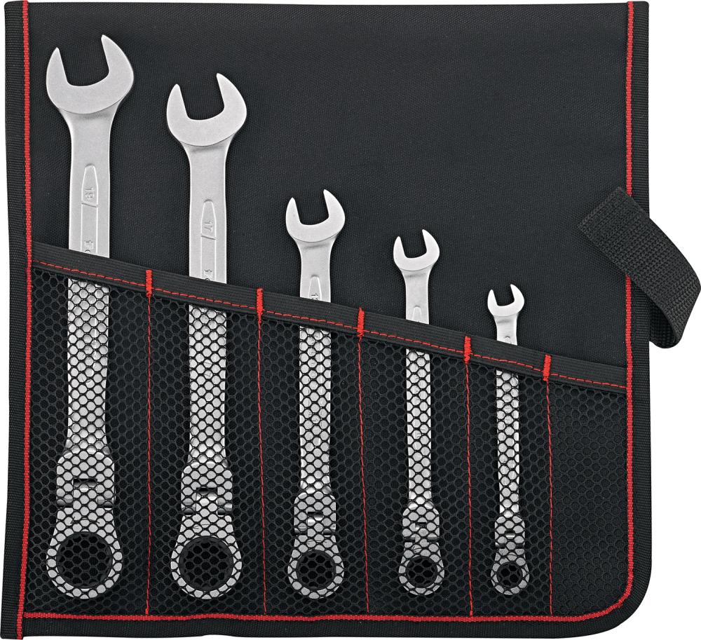 Jeu de clés à cliquet artic. 8-19mm 5 pcs ds sac roulet.