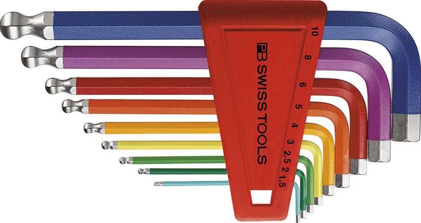 Jeu de clés hexagonales PB212H-10 RB coloré court