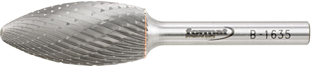 Fraise sur tige carbure forme flamme B 1635 C 6mm 16x35mm 
