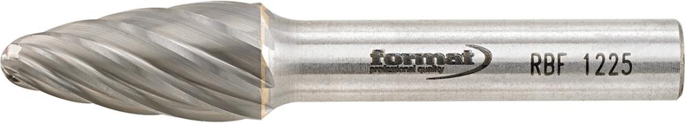 Fraise sur tige carbure forme ogive bout rond 1225 alu 6mm 12x25mm 