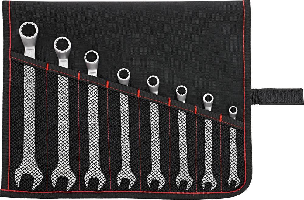 Jeu de clés mixtes DIN3113B 8-19mm 8 pièces dans une trousse enroulable 