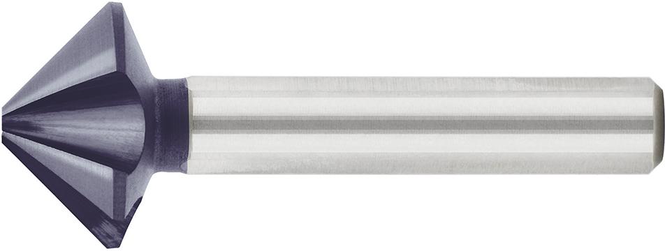 Fraise conique DIN335C HSS 90° 25,0mm TiAlN avec4 dents à pas variable queue à 3 méplats