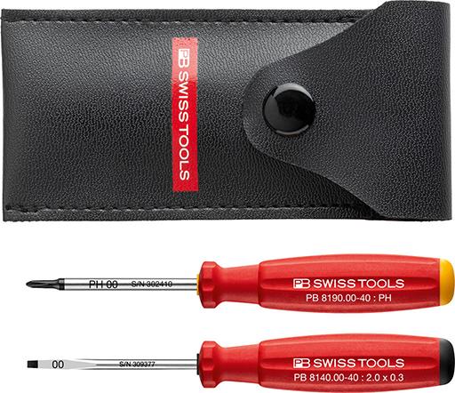 Jeu de mini-tournevis PH00 + plat 0,3x2mm 2 pièces dans un étui