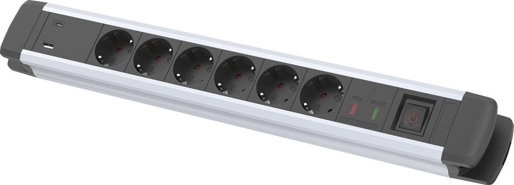 Bloc multiprise 6 emplacements H05VV-F3G1,51,6m avec USB