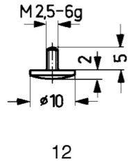 Touche de mesure carbure type 12/10,0mm