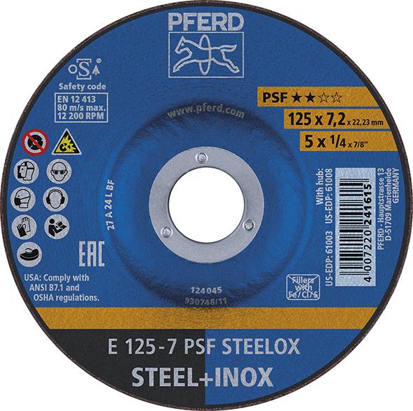 Meule d'ébarbage coudée PSFSTEELOX 125x7mm 