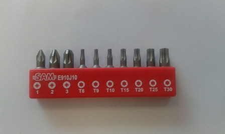 EMBOUT VISSAGE POUR MATERIAUX DURS POZIDRIV - TORX - JEU 10