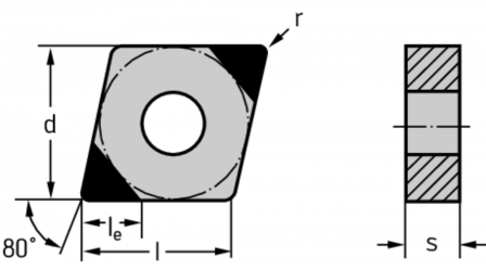 Plaquettes de tournage CBN – Rhombiques négatives 80°