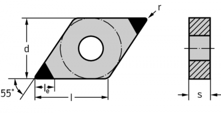 Plaquettes de tournage CBN – Rhombiques négatives 55°