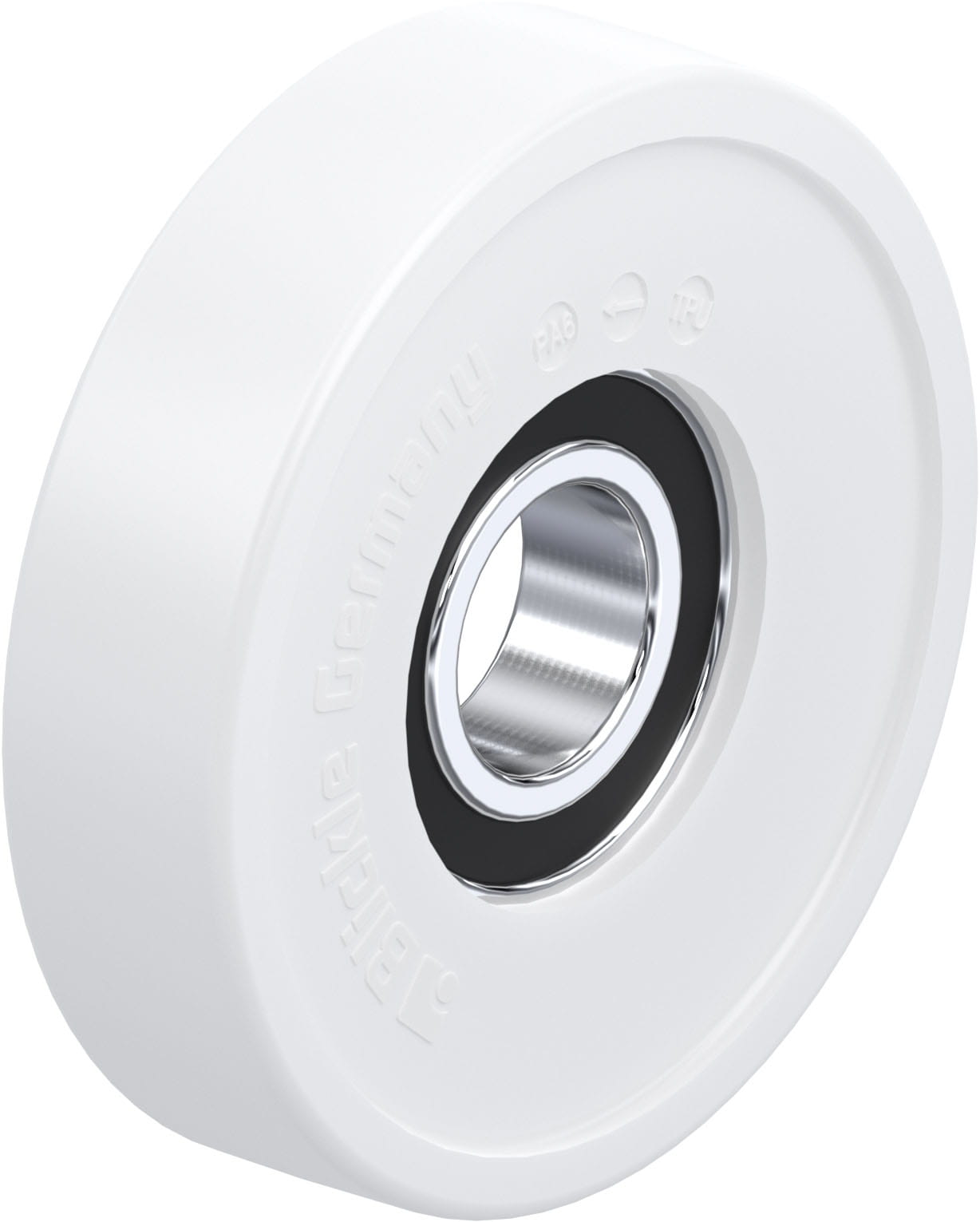 Galet guide avec bande de roulement en polyamide