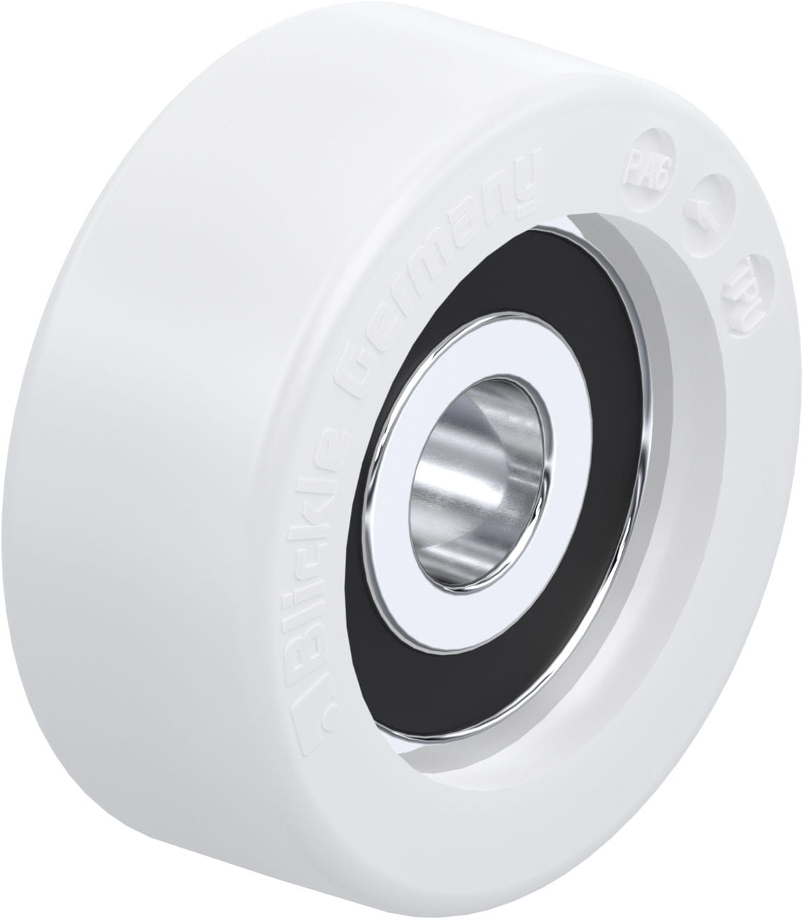 Galet guide avec bande de roulement en polyamide